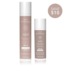 Suncare Essentials Bundle Sunscreen Baie Botanique USA | Organic and Vegan Skincare Face and Body Sunscreen 110g + Facial Sunscreen 70g Light Tint 