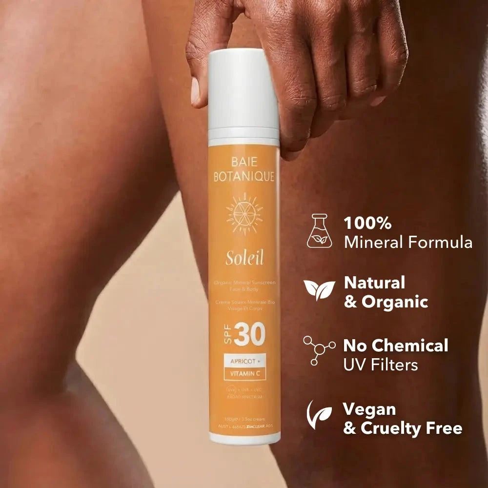 Vitamin C Organic Mineral Sunscreen SPF 30 for Face and Body Sunscreen Baie Botanique USA | Organic and Vegan Skincare 