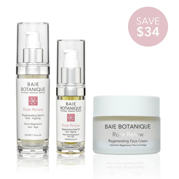 Essential Moisture Bundle Bundle Baie Botanique USA | Organic and Vegan Skincare Serum 50ml + Face Cream 50ml + Facial Oil 15ml 