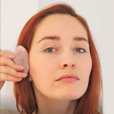 rose quartz gua sha and roller